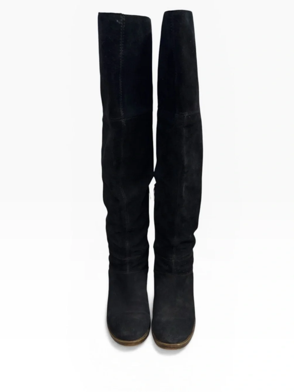 Lucky Brand Ramsden Over The Knee Boots Black Suede Block Heel Size US 8